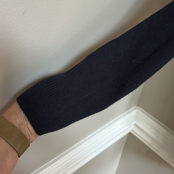 Lilly Pulitzer Ramona Sweater Navy Blue Size Large Fringe Gold Buttons - Picture 5 of 10